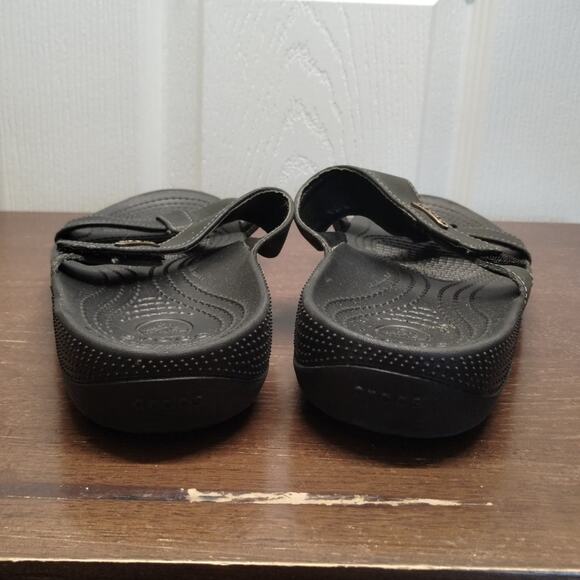 Crocs Women's Size 8 Black Ella Comfort Path Sandals Strap Open Toe Slip-On - Picture 2 of 7